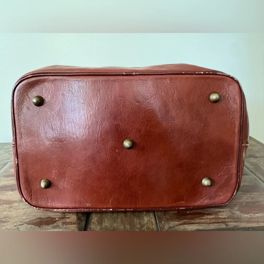 C&C vintage made in Italy brown leather weekender duffel bag unisex‎ men women